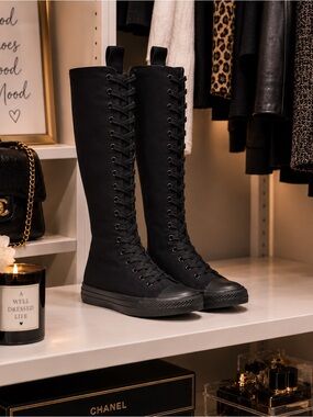 Converse Black Lace Up Boots with Sneaker Sole